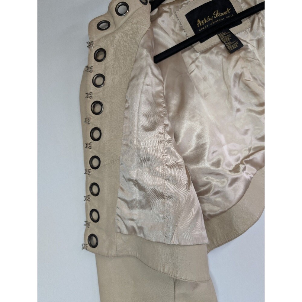 Ashley Stewart Cream Leather Jacket Women's Plus Size 1X - Picture 14 of 16